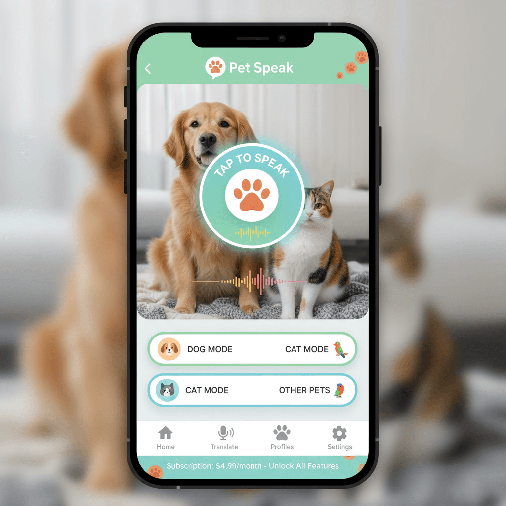 Pet Speak: Human-to-Animal Translator main interface