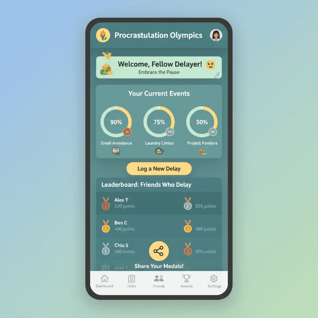 Procrastination Olympics main interface